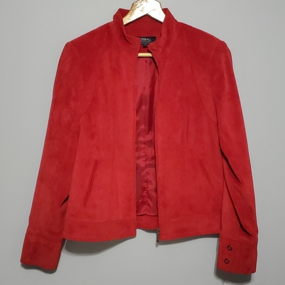 Tribal jacket women's size 6 red extensible/ stretch